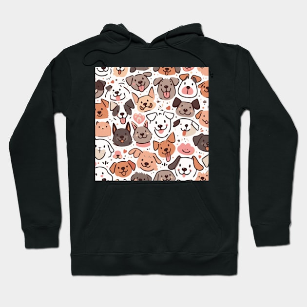 Happy Cute Puppies Pattern Hoodie by ArtFactoryAI